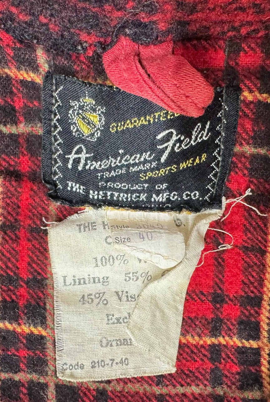 1950s-1960s Hettrick Co. American Field 4 pc Buffalo Plaid Wool Hunting Outfit
