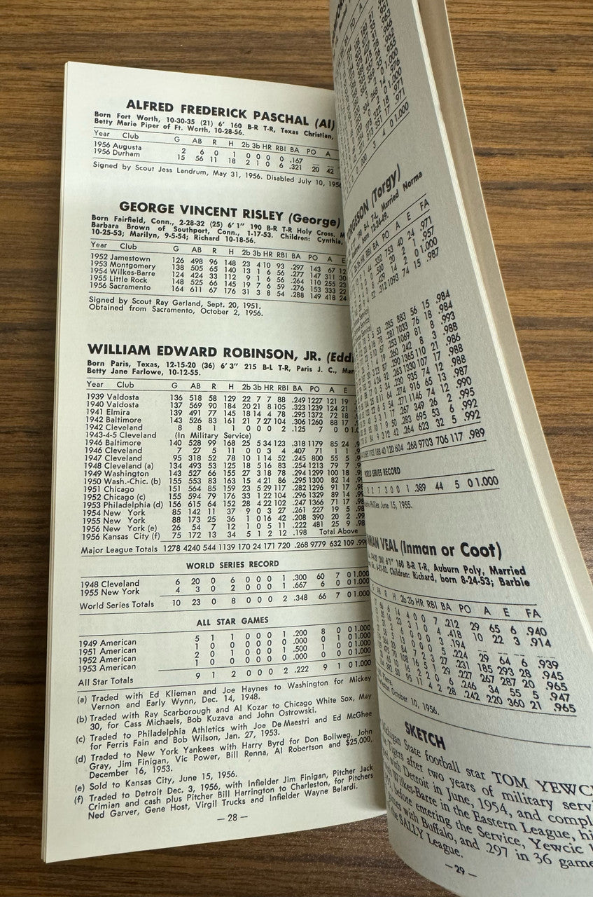 1957 Detroit Tigers Roster Book Media Guide