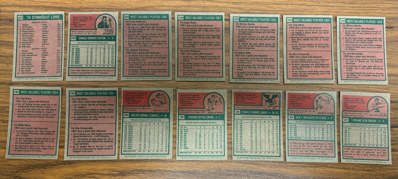 1975 Topps Baseball Near Complete Set 643/660 EX+ Missing Brett RC