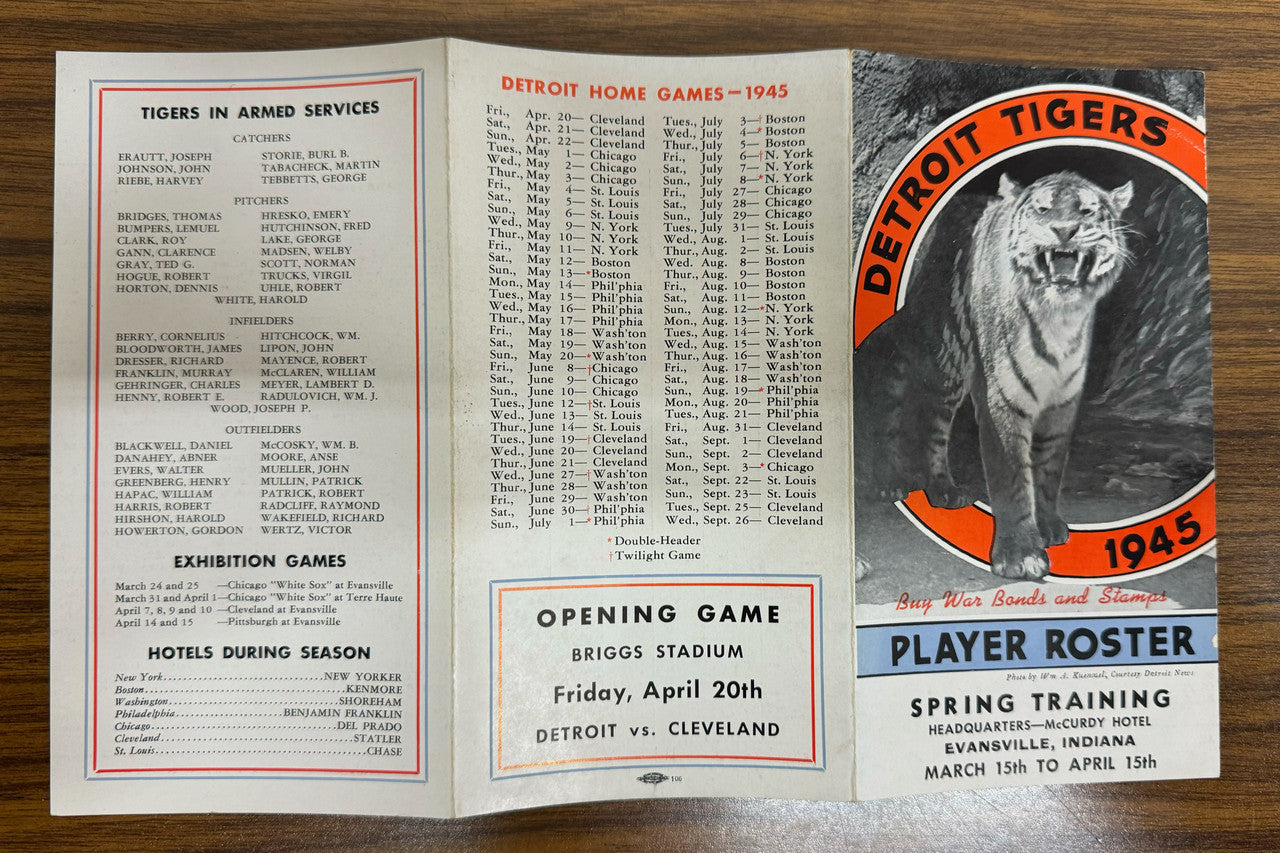 1945 Detroit Tigers Spring Training Player Roster