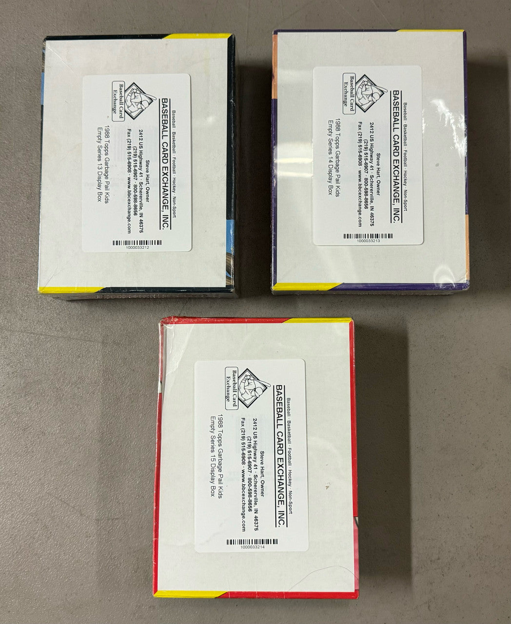 1985-1988 Topps Garbage Pail Kids Series 1-15 Empty Box Lot All BBCE Wrapped