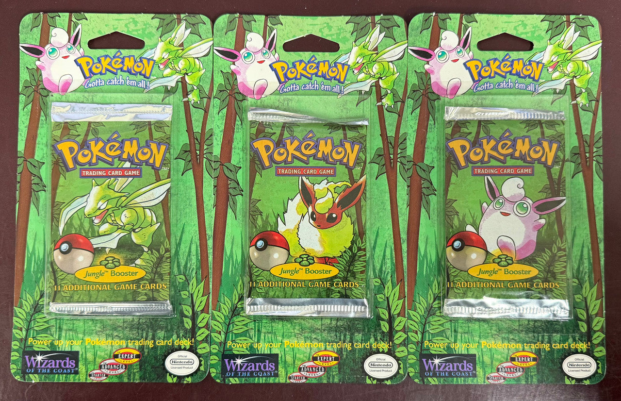 1999 Pokemon Jungle Blister Pack Flareon Wigglytuff Scyther Art Set of 3