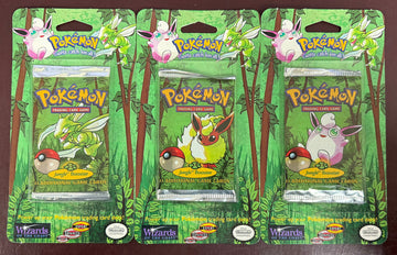 1999 Pokemon Jungle Blister Pack Flareon Wigglytuff Scyther Art Set of 3