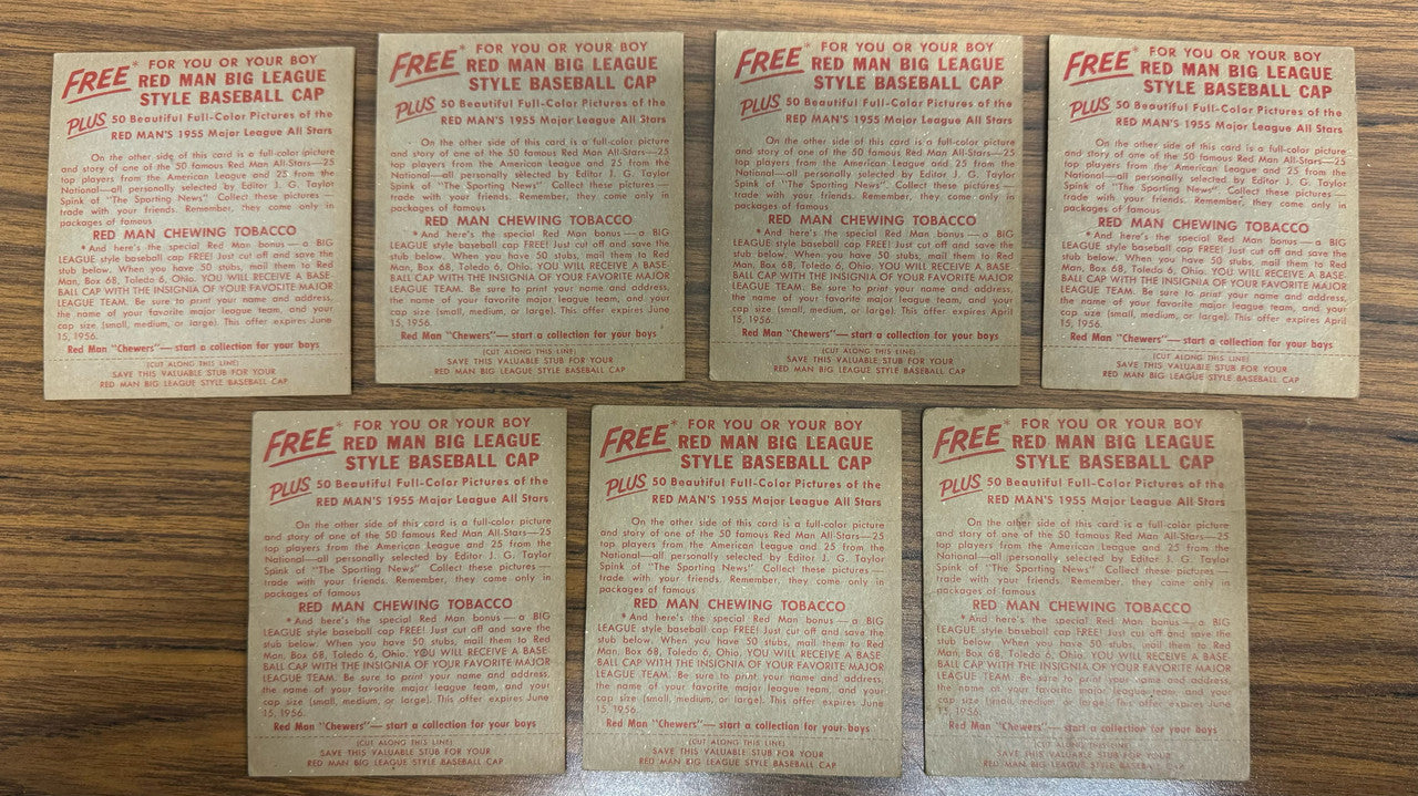 1955 Red Man Baseball Near Complete Set (47/50) w/ Tabs Low Grade