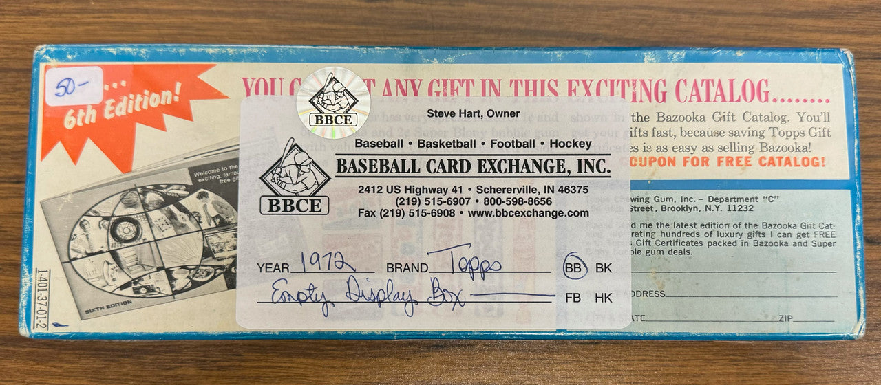 1972 Topps Baseball Empty Wax Box BBCE Wrapped
