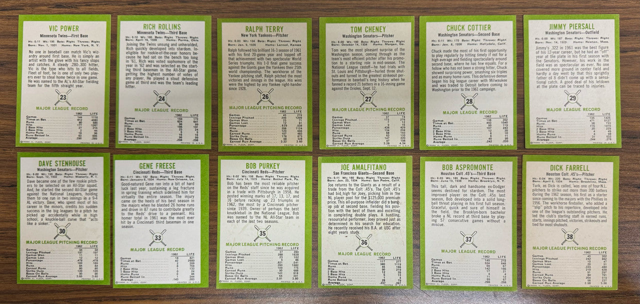 1963 Fleer Baseball Near Complete Set 52/66 VG-EX