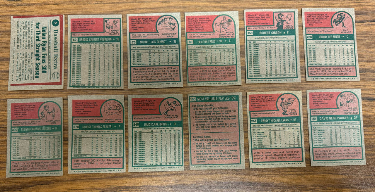 1975 Topps Baseball Near Complete Set 643/660 EX+ Missing Brett RC