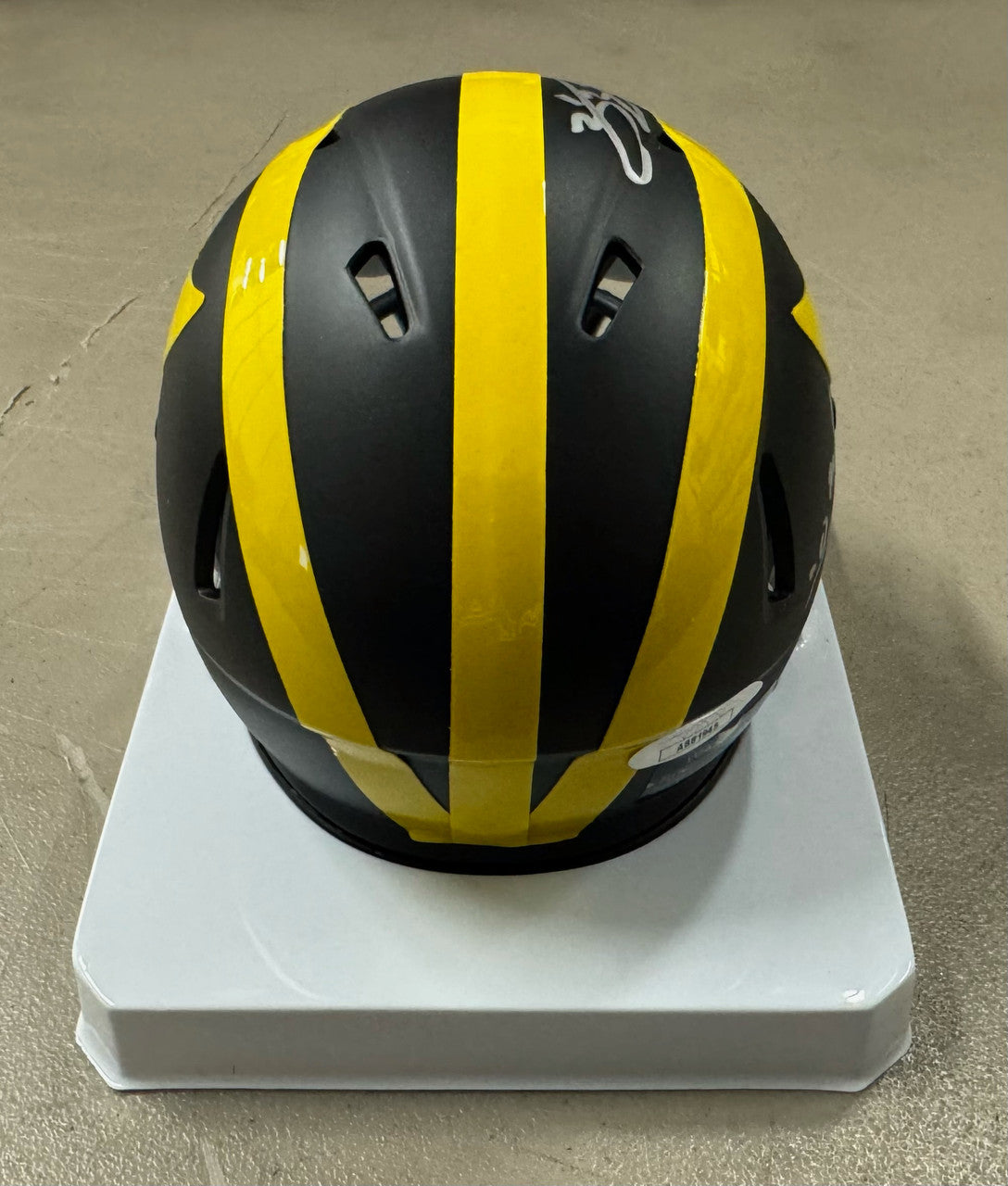 Zak Zinter Mike Sainristil Signed Autographed Michigan Mini Helmet JSA