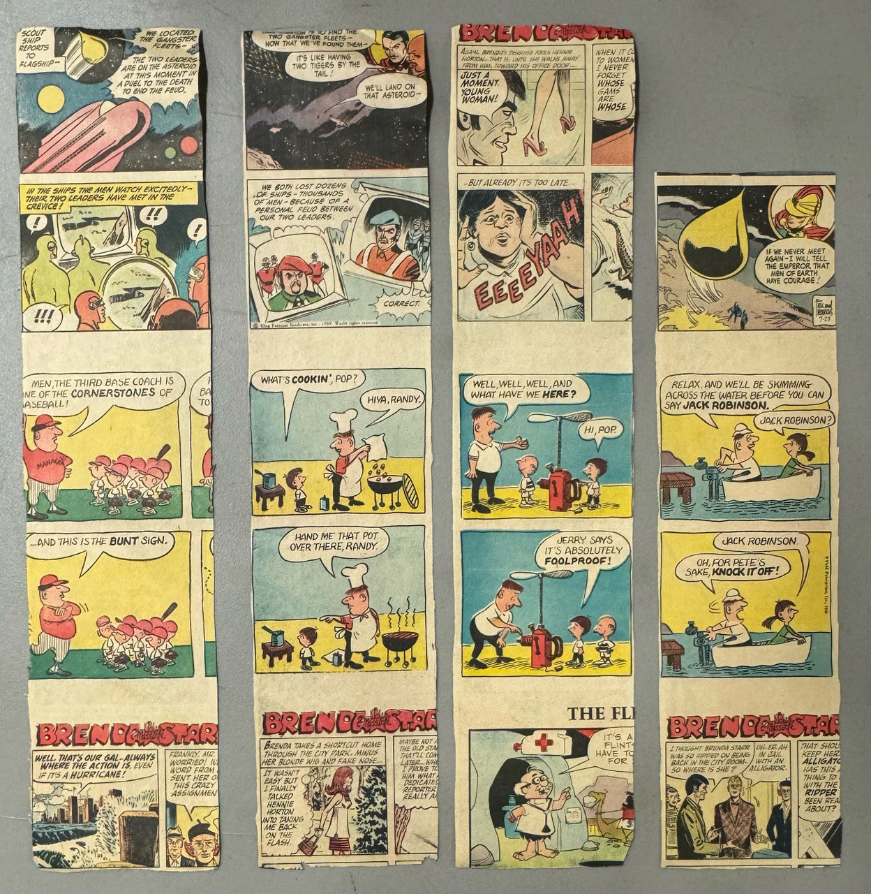 1968 Detroit Tigers Newspaper Strip-Poster 16.5x3.5 Lot of 7 Rare