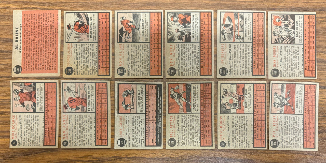 1962 Topps Detroit Tigers Team Set (32) Kaline VG-EX