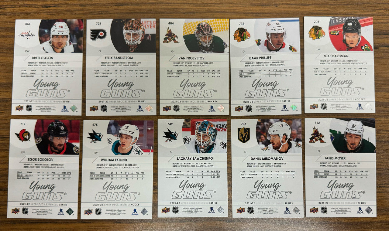 2021-22 Upper Deck Young Guns Lot of 31 Holtz Peterka