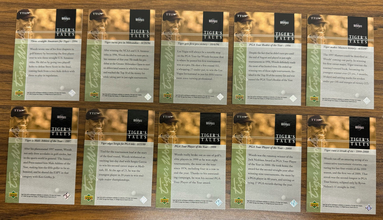 2001 Upper Deck Tiger Woods Tiger's Tales Complete Set (30)