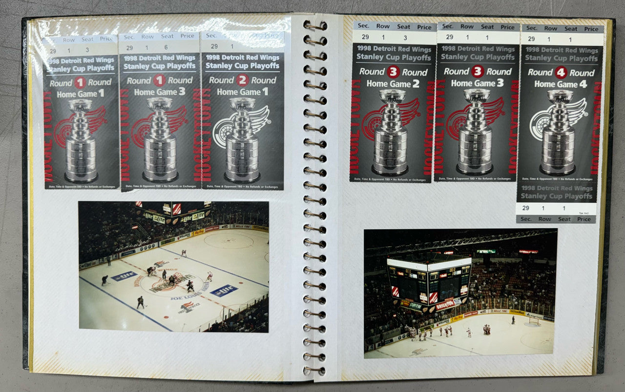 1996-1999 Detroit Red Wings Album w/ 20 Ticket Stubs + Schedules Etc