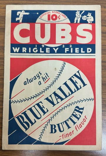1932 Chicago Cubs vs Pittsburgh Pirates Scorecard Hartnett Traynor