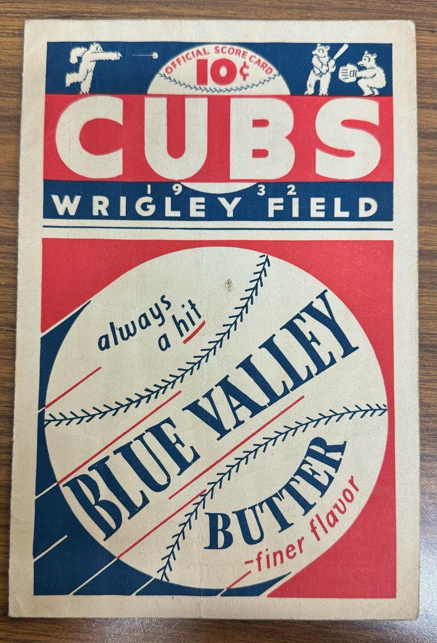1932 Chicago Cubs vs Pittsburgh Pirates Scorecard Hartnett Traynor