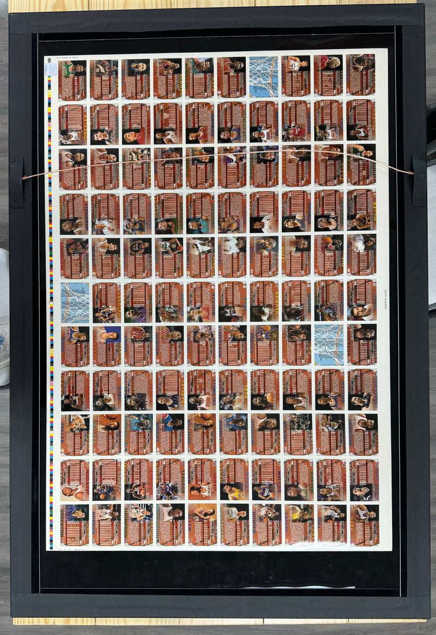 1996-97 Topps Basketball Full Uncut Sheet Kobe + Iverson RCs Framed