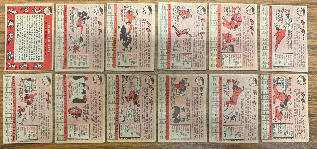 1958 Topps Detroit Tigers Team Set (30) Kaline Low Grade