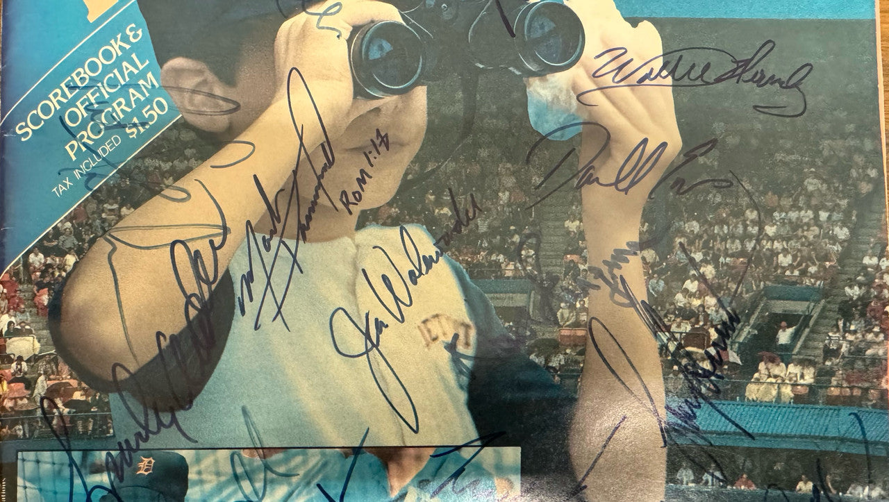 1987 Detroit Tigers Signed Autographed Scorebook Program Trammell Sparky ++++