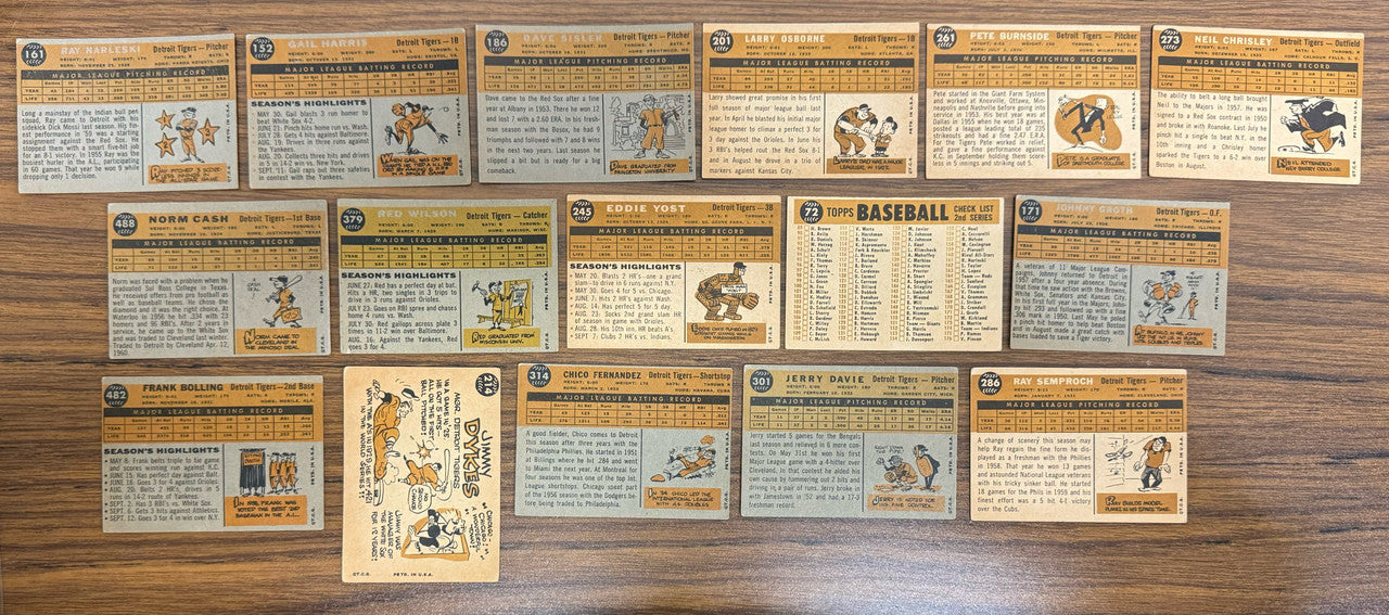 1960 Topps Detroit Tigers Team Set (34) Kaline VG-EX