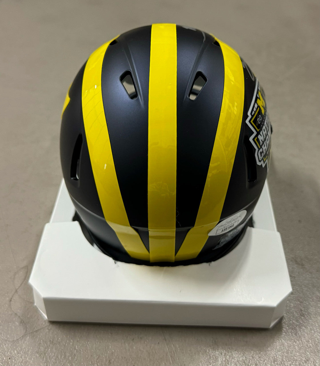 Zak Zinter Mike Sainristil Signed Autographed National Champs Mini Helmet JSA