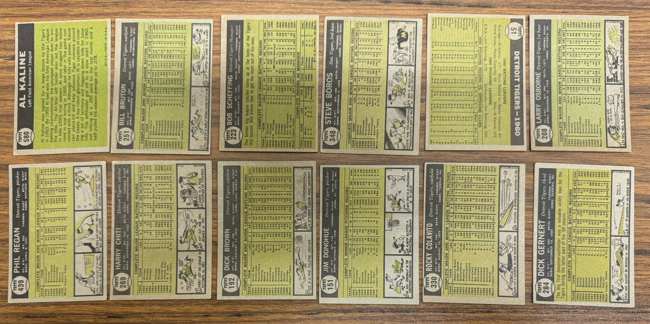 1961 Topps Detroit Tigers Team Set (30) Kaline VG/EX-EX