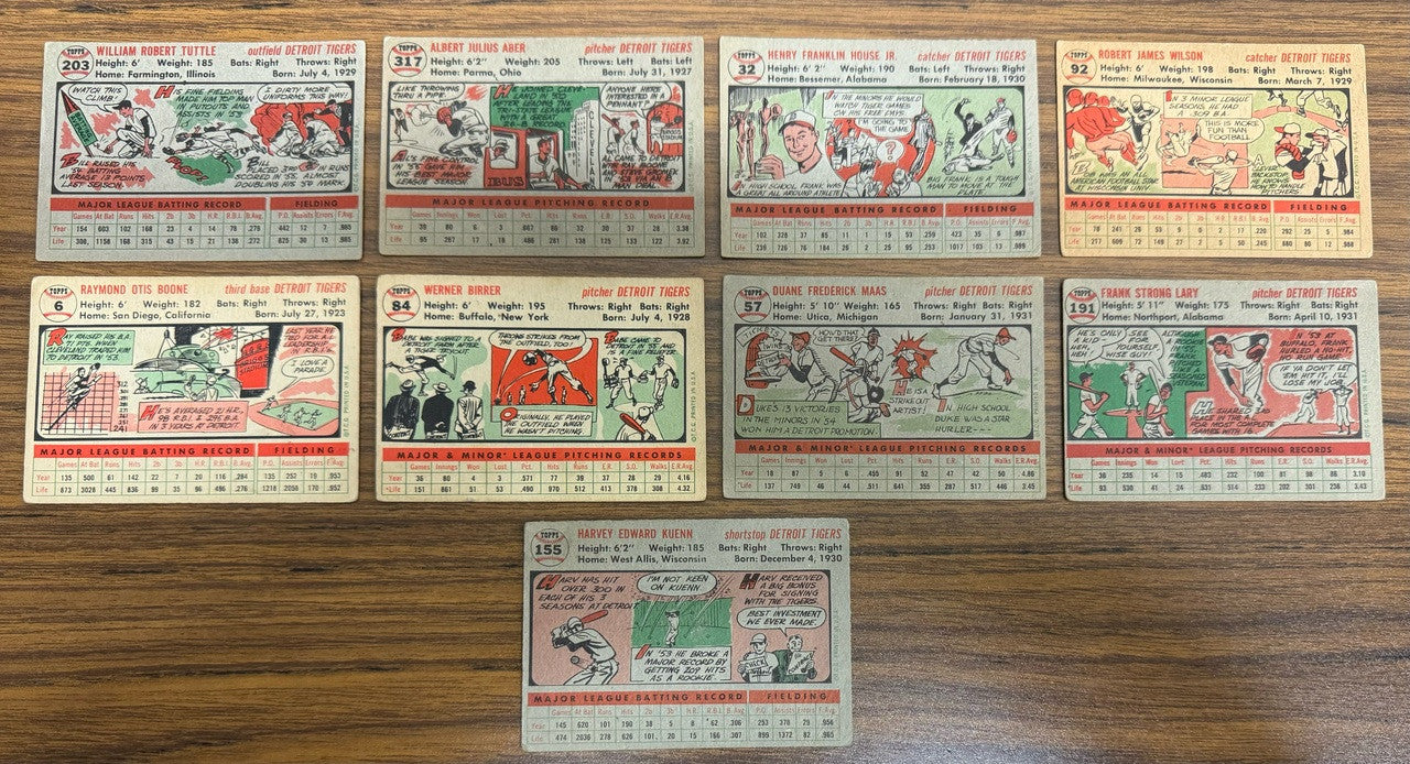 1956 Topps Detroit Tigers Team Set (21) Kaline Low Grade