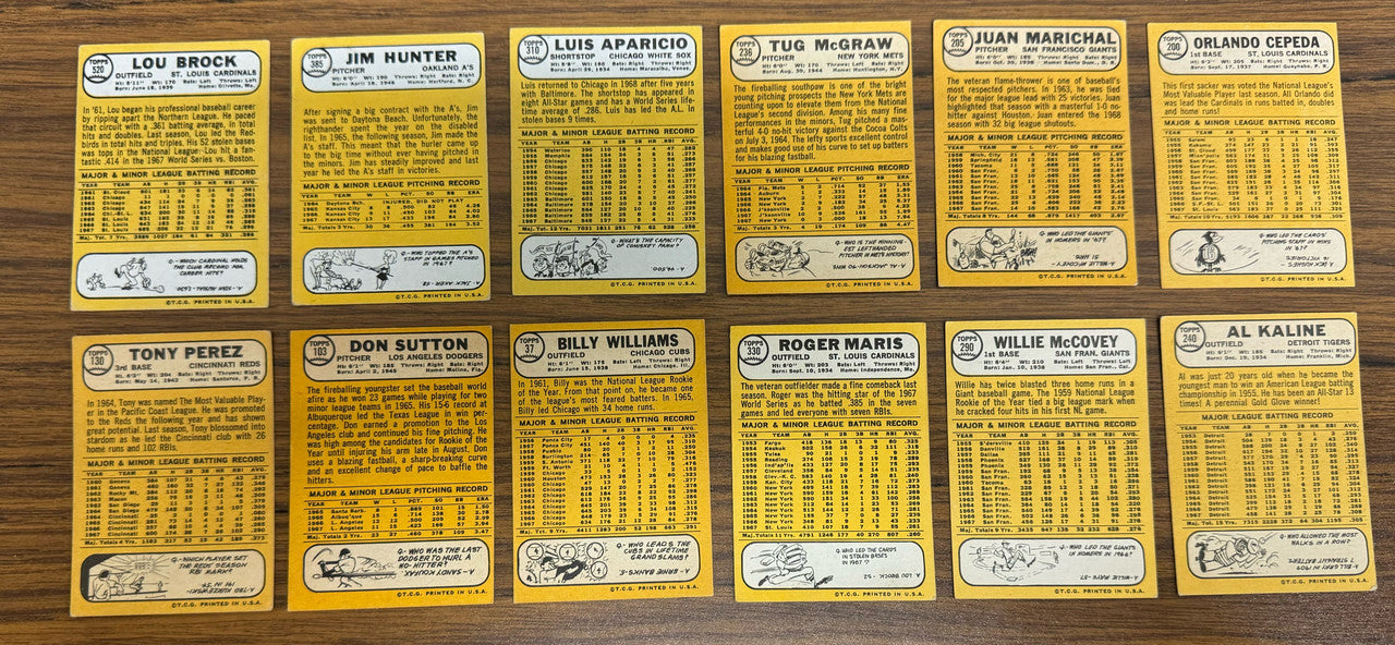 1968 Topps Baseball Near Complete Set 574/598 Overall EX+