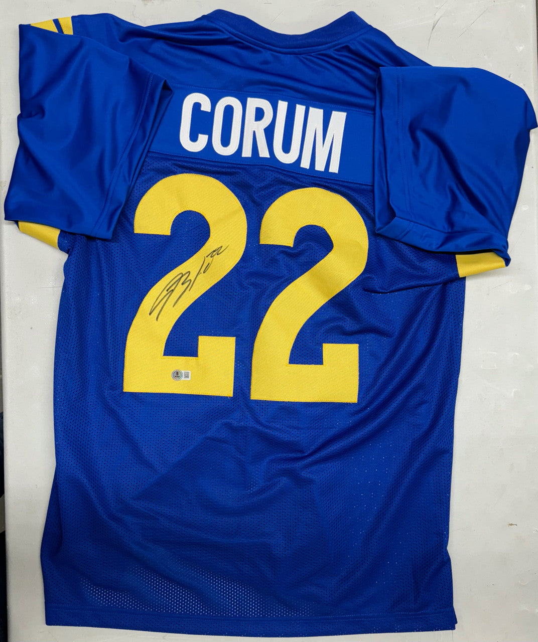 Blake Corum Signed Autographed Custom Rams Jersey XL BAS