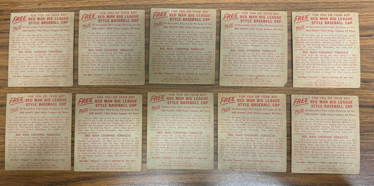 1955 Red Man Baseball Near Complete Set (47/50) w/ Tabs Low Grade