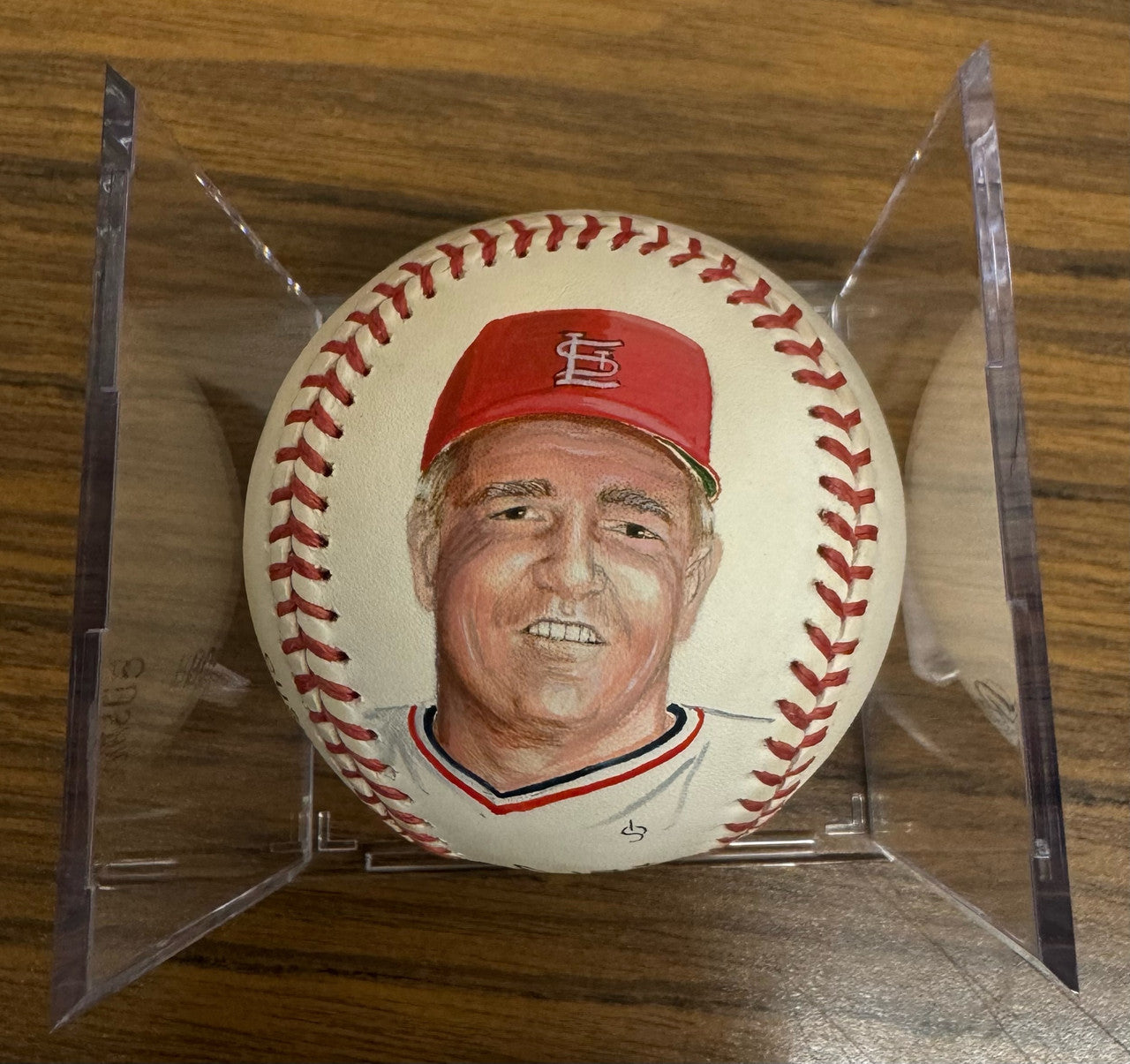 Whitey Herzog Signed Autographed Rawlings Photo Baseball JSA