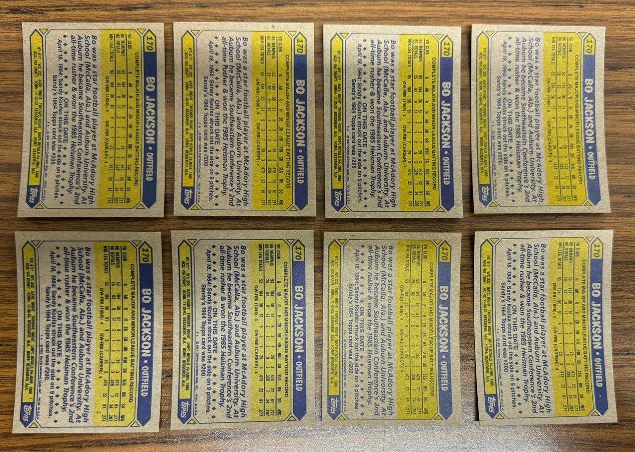 1987 Topps Future Stars Bo Jackson RC #170 Lot of 25 NM or Better