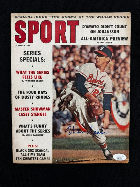 Warren Spahn Signed Autographed 1959 Sport Magazine JSA