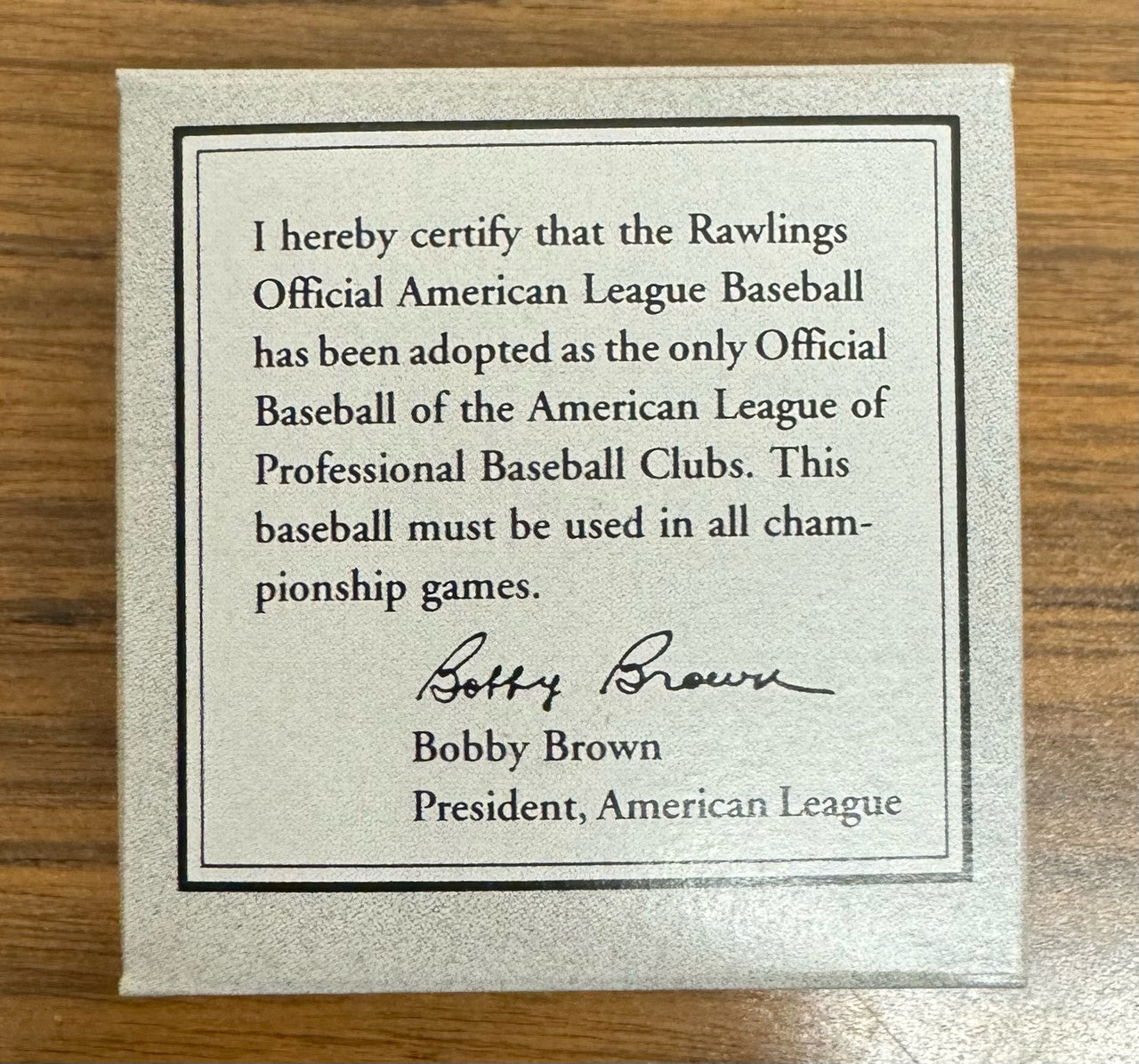 1990s Rawlings Official American League Baseball New in Box Bobby Brown