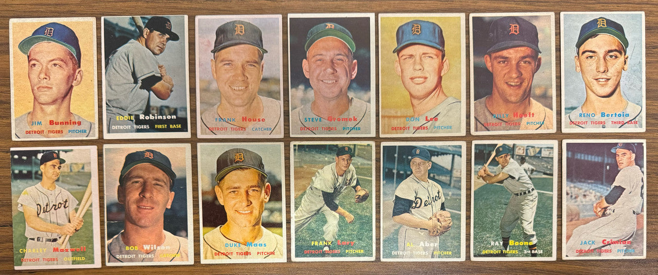1957 Topps Detroit Tigers Team Set (26) Kaline Bunning VG/EX Overall