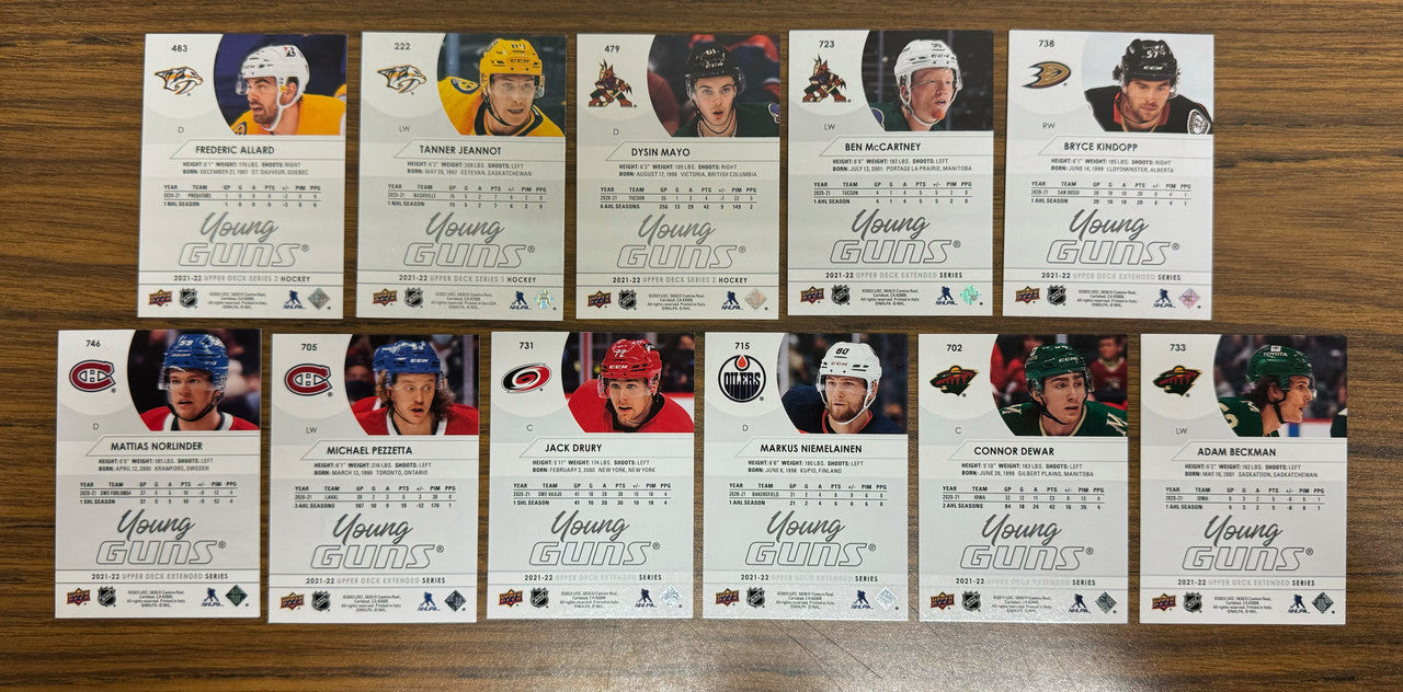 2021-22 Upper Deck Young Guns Lot of 33 Holtz Pinto Daws