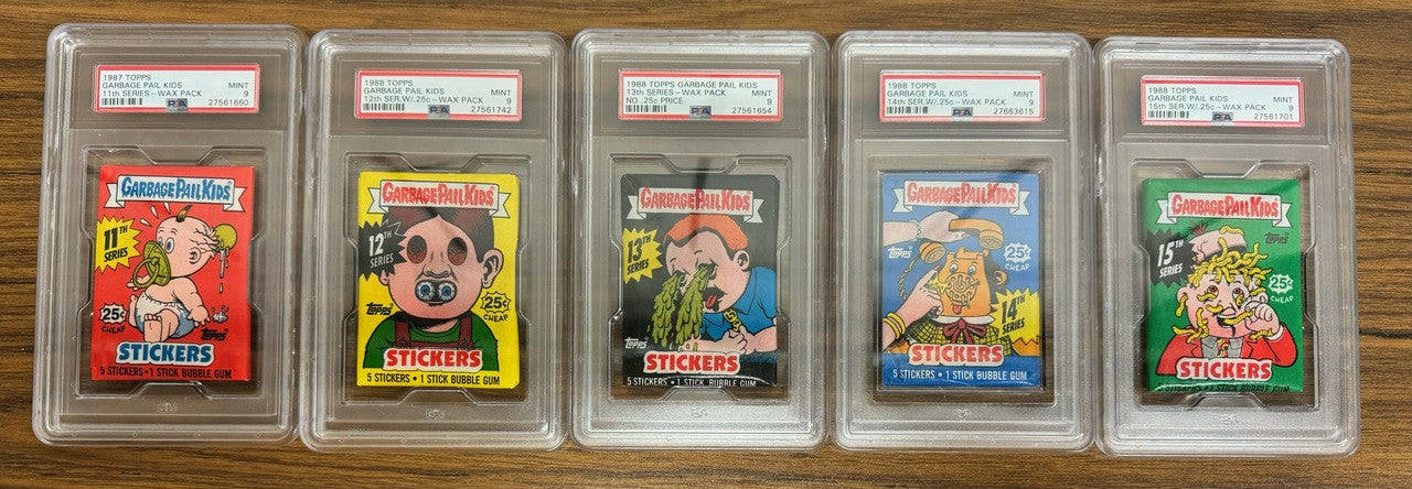1985-1988 Topps Garbage Pail Kids Series 1-15 Complete Wax Pack Run All PSA 9