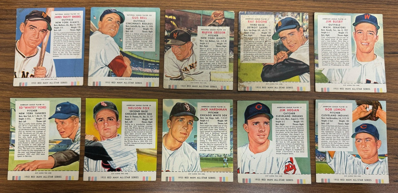 1955 Red Man Baseball Near Complete Set (47/50) w/ Tabs Low Grade