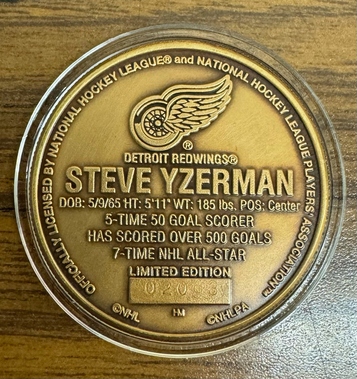 Highland Mint Steve Yzerman Bronze Commemorative Coin in Case