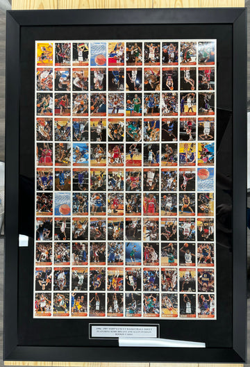 1996-97 Topps Basketball Full Uncut Sheet Kobe + Iverson RCs Framed