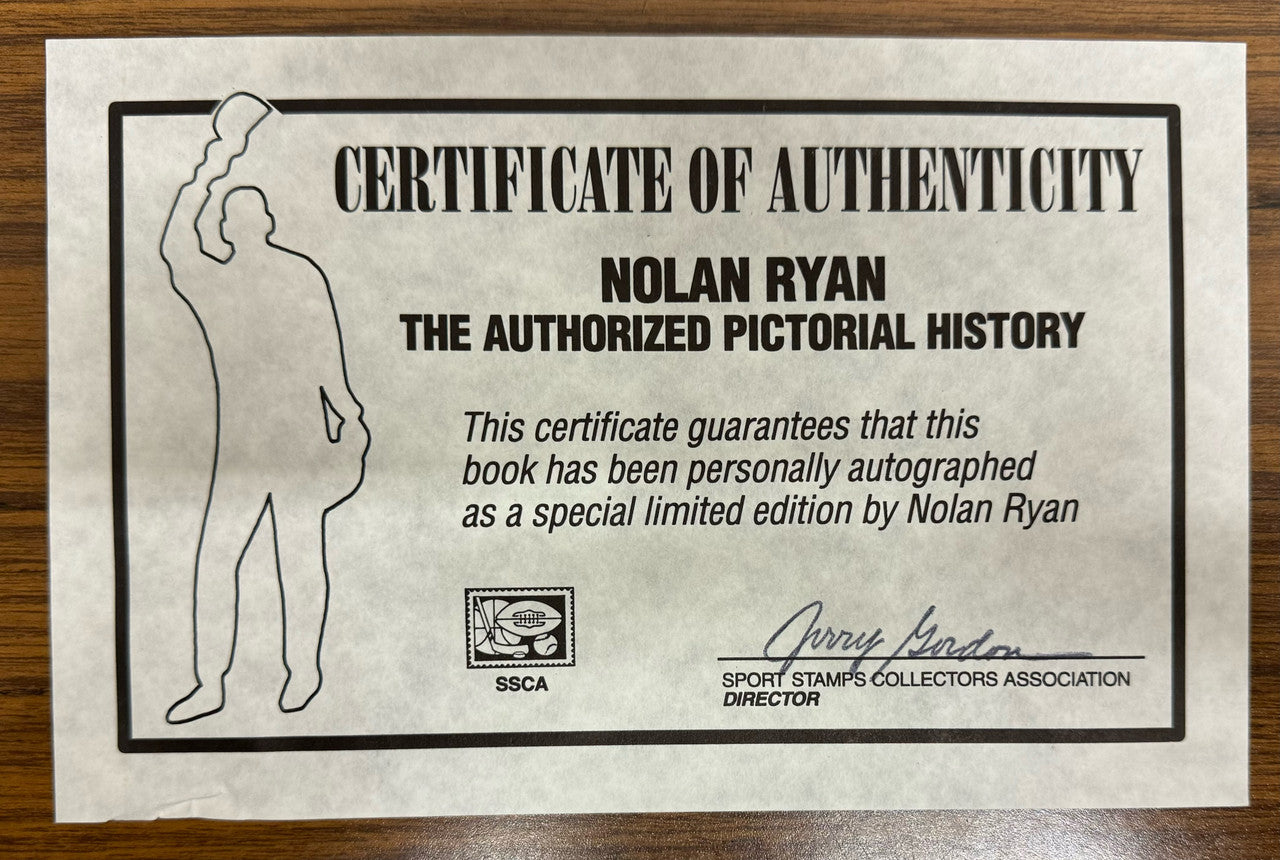 Nolan Ryan Signed Autographed Authorized Pictorial History Book COA