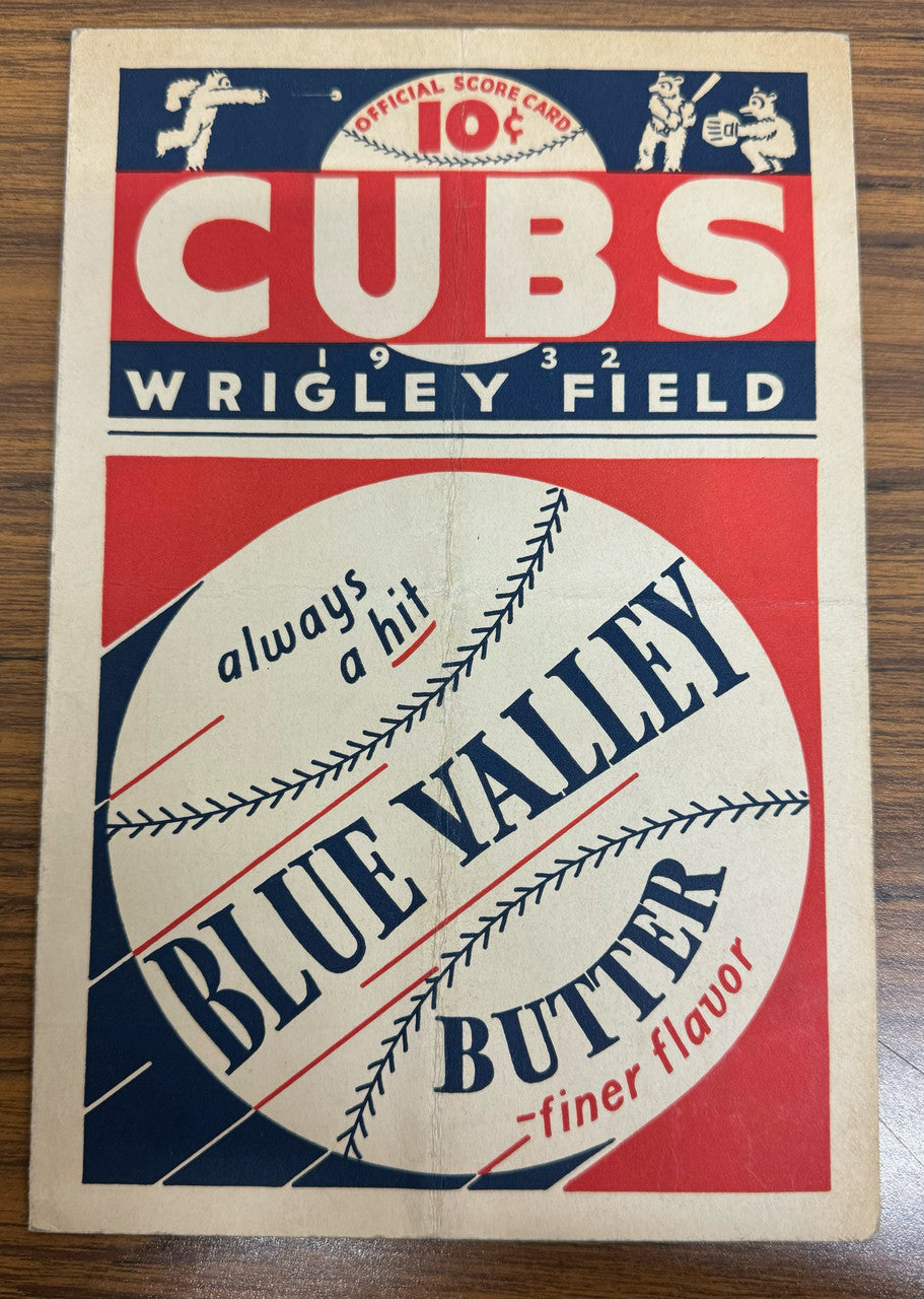 1932 Chicago Cubs vs New York Giants Scorecard Hartnett Ott