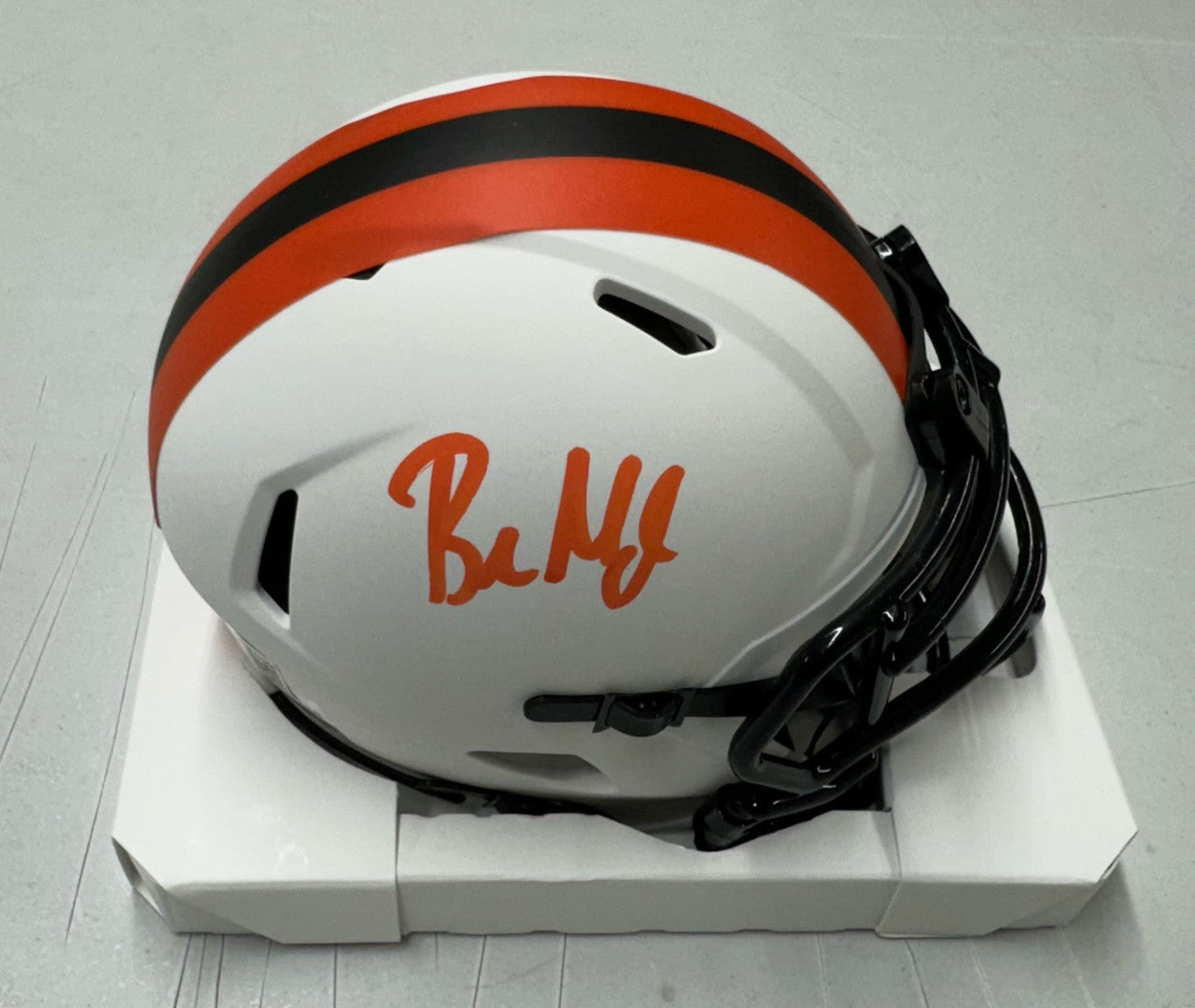 Baker Mayfield Signed Autographed Browns Lunar Mini Helmet BAS