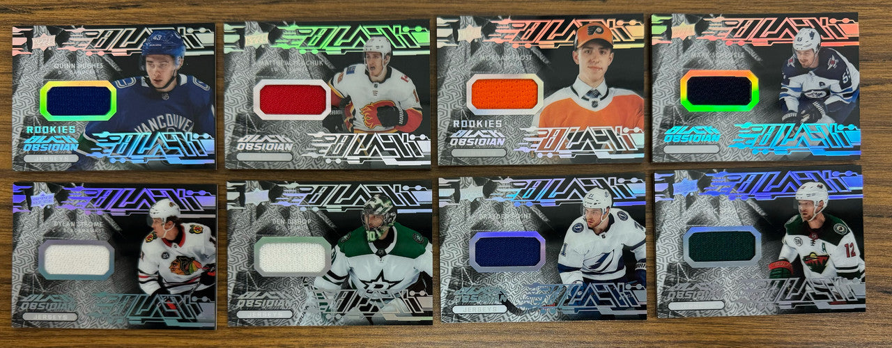 2019-20 SPX Black Obsidian Jerseys Set w/ Rookies (32) McDavid Hughes Makar
