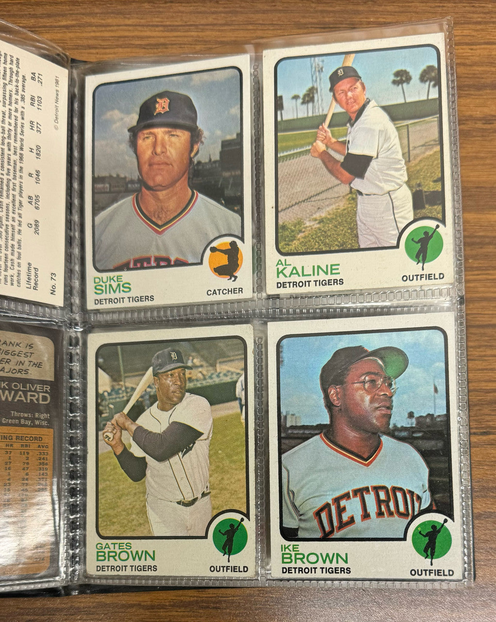 1973 Detroit Tigers Team Complete Set (30 Cards) EX With Album