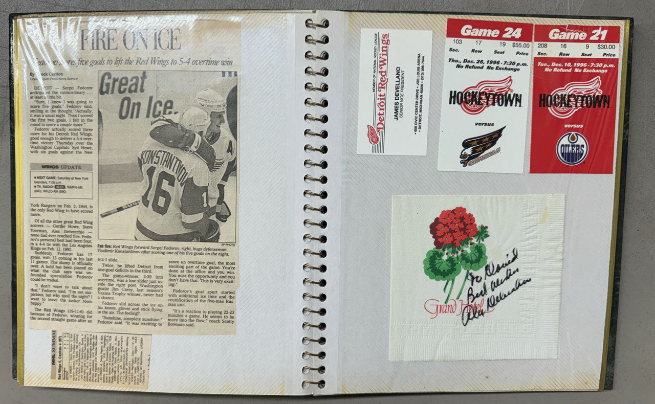1996-1999 Detroit Red Wings Album w/ 20 Ticket Stubs + Schedules Etc
