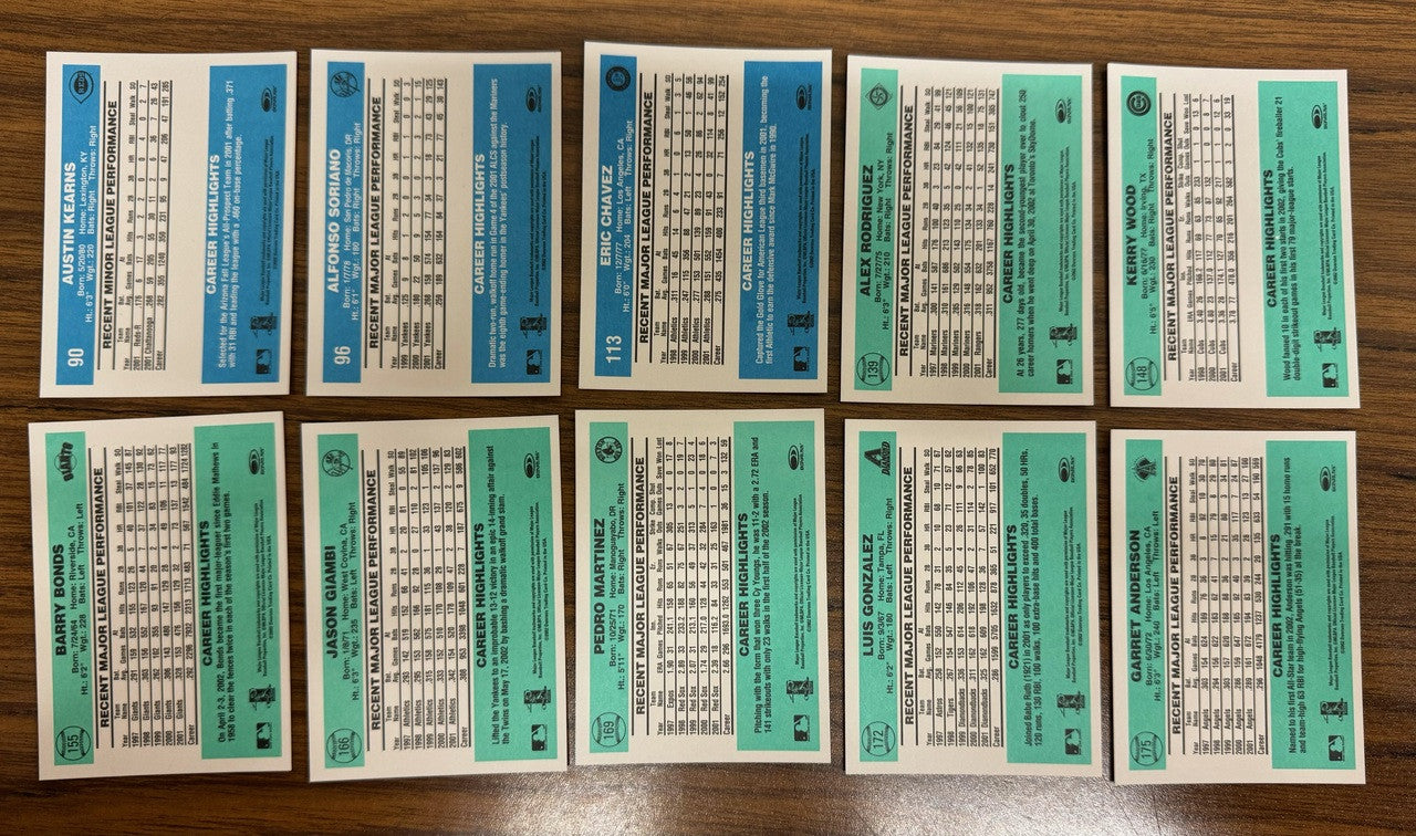 2002 Donruss Originals Baseball Complete Set (425) w/ SPs and Update