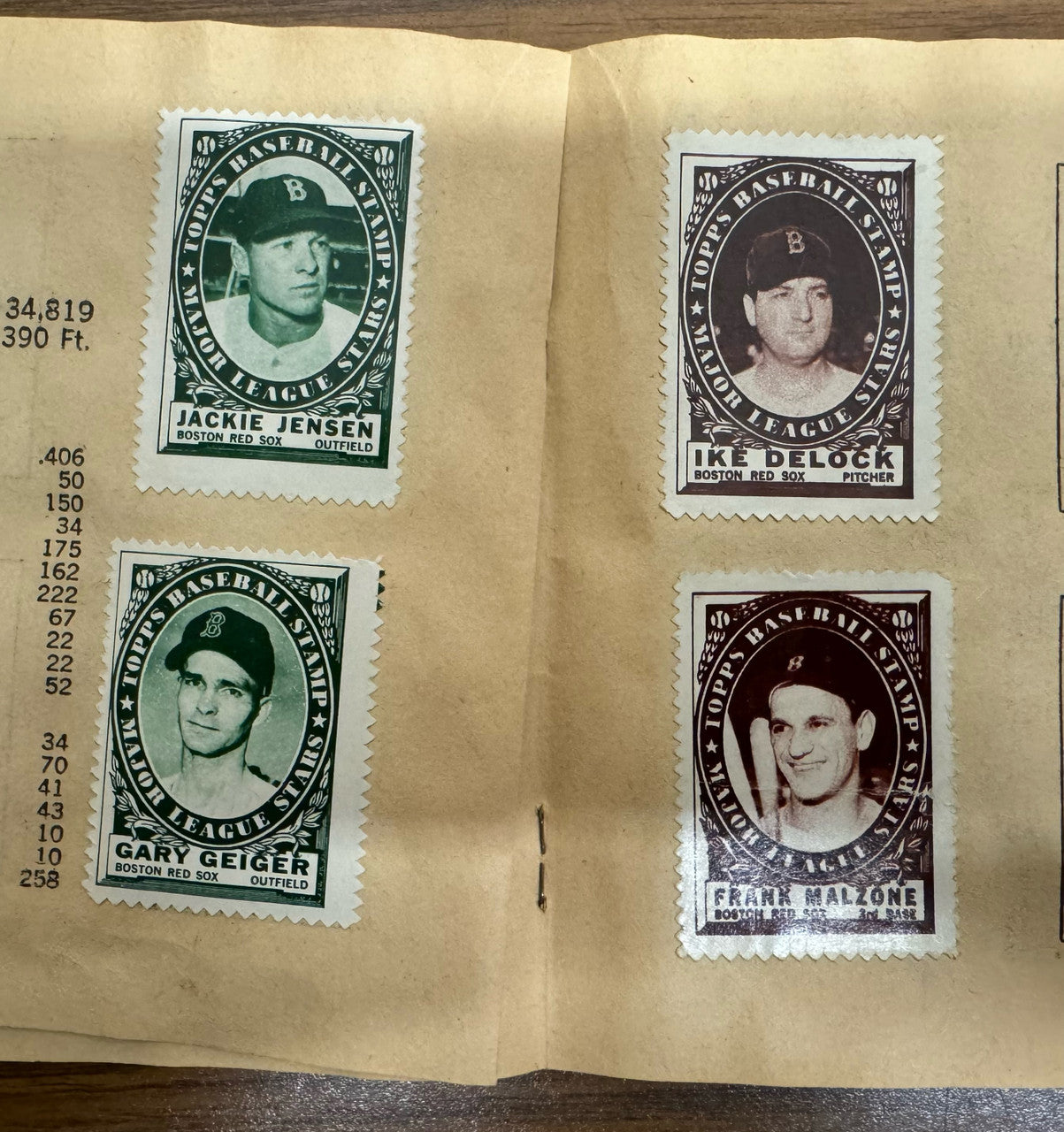 1961 Topps Baseball Stamp Album w/ 80 Stamps Mays Berra Santo