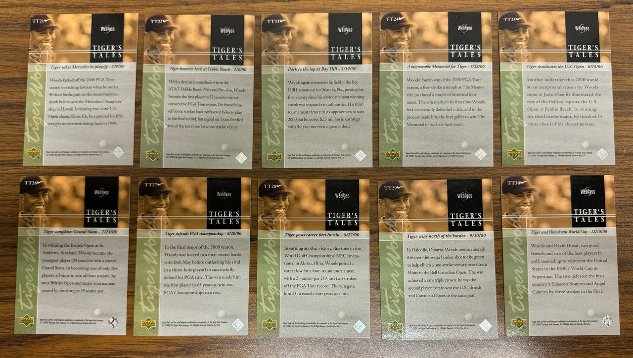2001 Upper Deck Tiger Woods Tiger's Tales Complete Set (30)