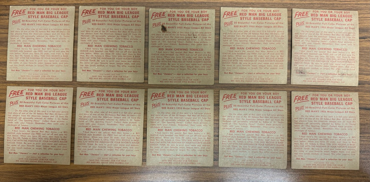 1955 Red Man Baseball Near Complete Set (47/50) w/ Tabs Low Grade
