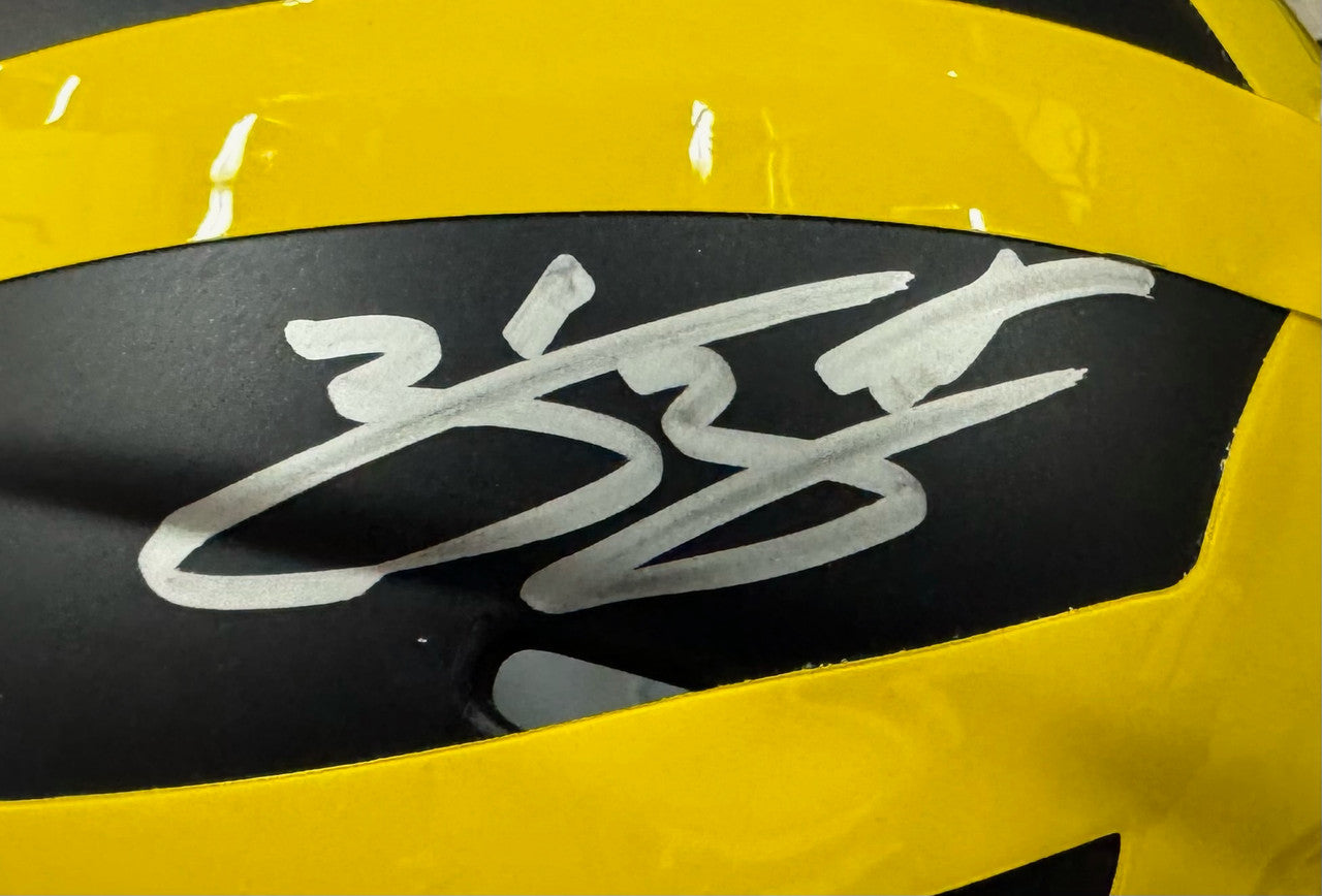 Zak Zinter Mike Sainristil Signed Autographed Michigan Mini Helmet JSA